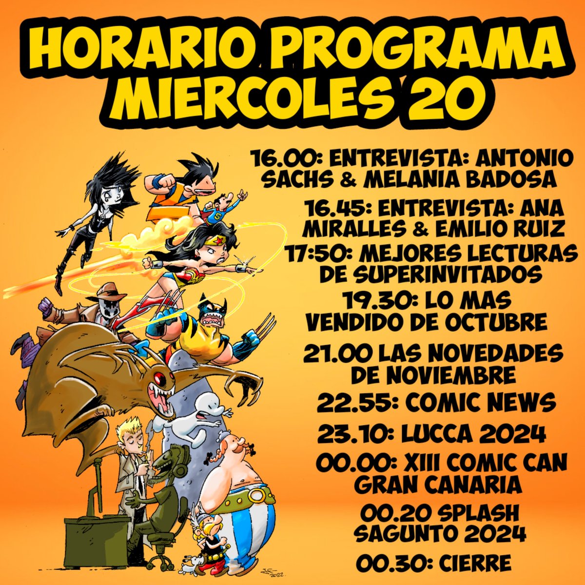 Aquí tenéis el horario de las diferentes secciones del próximo programa del miércoles 20...Os  esperamos !!!🔥🔥
youtu.be/Oknxsp7nG6A?si…