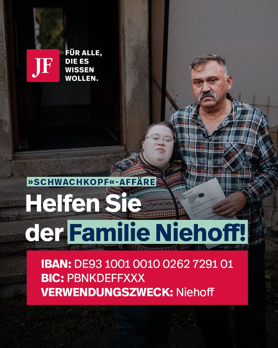 +++WIR HELFEN+++ 
Die Familie Niehoff wurde am 12. November frühmorgens, kurz nach sechs Uhr, unsanft aus dem Schlaf gerissen. Der Grund: Eine Hausdurchsuchung im Rahmen eines Aktionstags gegen „Hasspostings im Netz“. Stefan Niehoffs „Vergehen“ bestand darin, auf X ein Meme