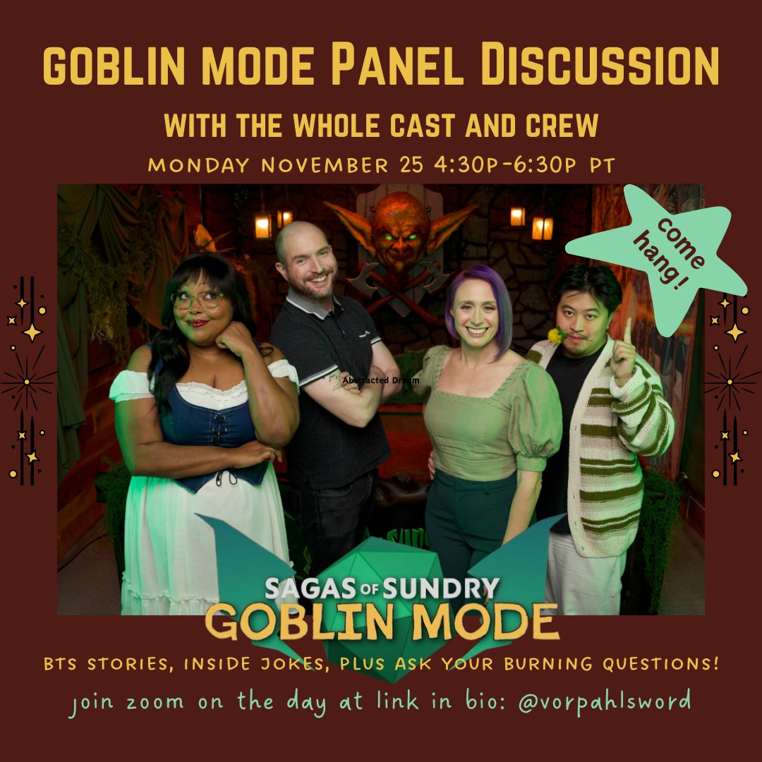 Join us for our panel discussion of Goblin Mode! On the day, join this zoom link: us06web.zoom.us/j/83999357253