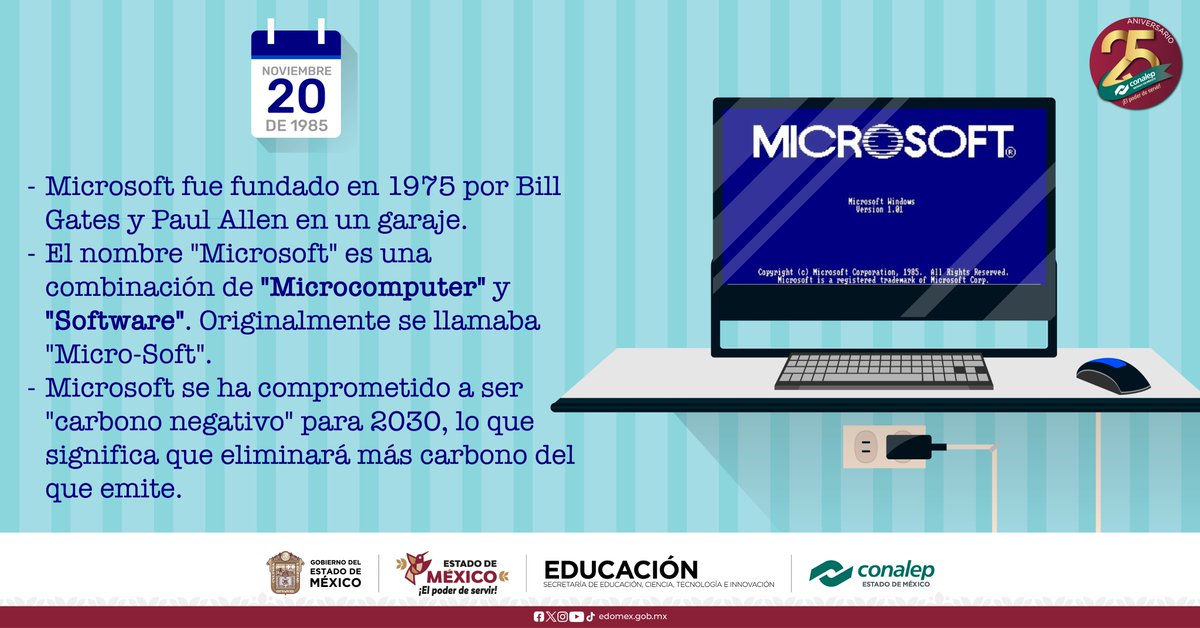 Conalep_Edomex's tweet image. 🖱️ Un día como hoy, en 1985, Microsoft lanzó Windows 1.0, cambiando el mundo de la tecnología para siempre. 🌐 ¡Desde entonces, las ventanas no dejaron de abrirse! 🪟⚡ #HistoriaTech

#EfeméridesCONALEP