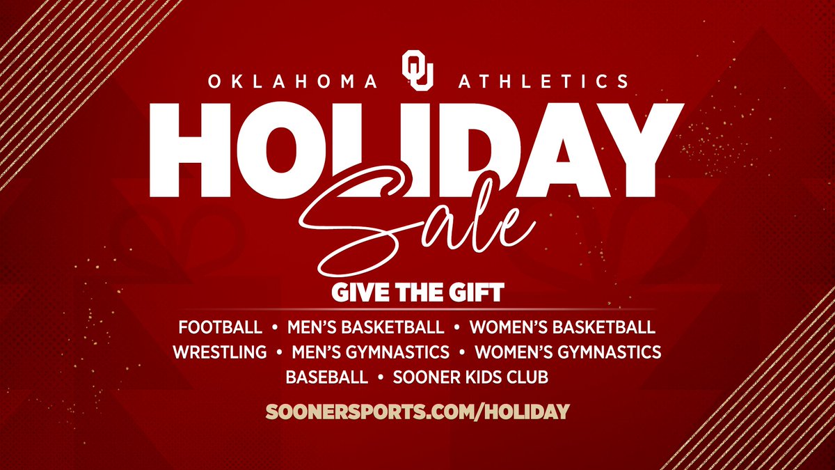 '𝐓𝐢𝐬 𝐭𝐡𝐞 𝐬𝐞𝐚𝐬𝐨𝐧 𝐟𝐨𝐫 𝐒𝐨𝐨𝐧𝐞𝐫 𝐬𝐚𝐯𝐢𝐧𝐠𝐬!🎁🎄

Score exclusive deals on tickets to select upcoming events including Football, Basketball, Gymnastics, Wrestling, Baseball, and more! 

Shop now through Dec. 31 at the link below⤵️

🎟️- SoonerSports.com/Holiday