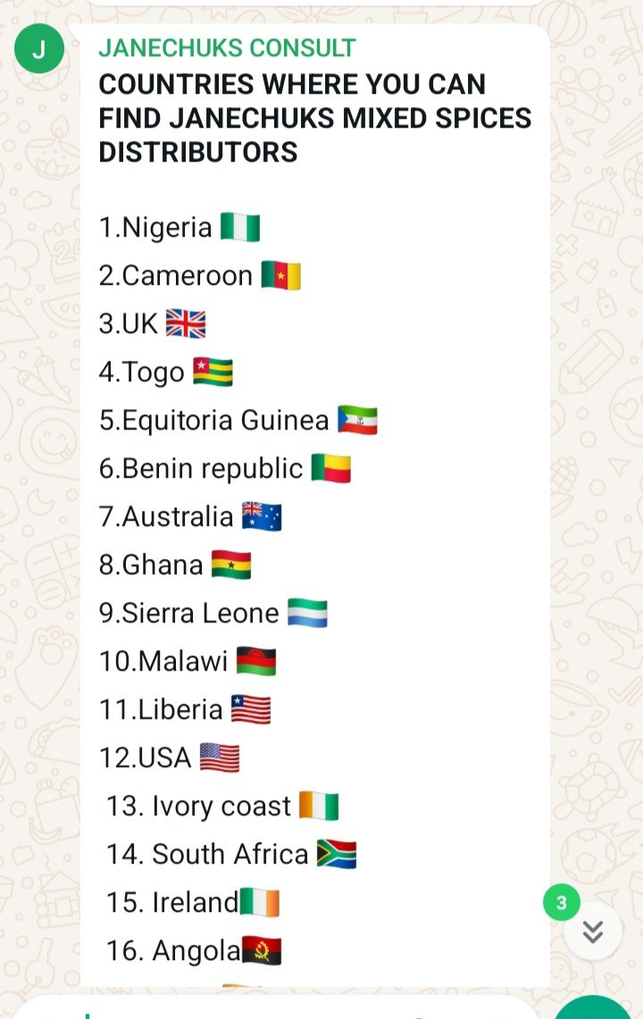 kelechipaschal1's tweet photo. There are 195 countries worldwide, and Janechuks mixed spices tea is now in 23 of them in just over a year.
#JCMS to the world.
#Distance is not a barrier.
#Get good health with JCMS tea
Mr Kay, PH distributor for Janechuks mixed spices tea.
Call/WhatsApp: 07064580715 https://t.co/IifwvPmKez