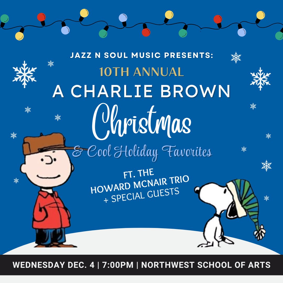 Get Ready for a Magical Night of Holiday Cheer! ✨🎄<a href="/jazzNsoulmusic/">Jazz N Soul Music</a> proudly presents the 10th Annual "A Charlie Brown Christmas" and Cool Holiday Favorites, featuring the sensational Howard McNair Trio and an incredible lineup of special guests! 
🎟️aftontickets.com/charliebrownch…