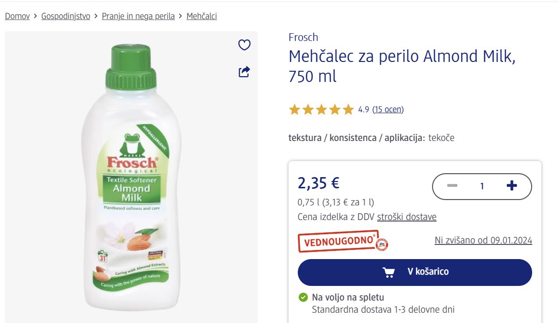 papsl's tweet photo. @Moj_ca A prav vidim, DM "Mehčalec za perilo Almond Milk, 750 ml", cena 2,35€ https://t.co/ueZDb0tpuO https://t.co/fGzkgogdMH
