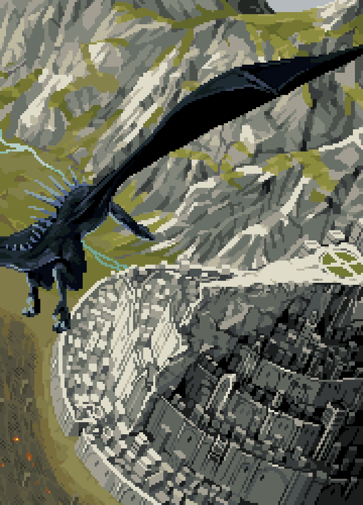 FrivolousKnight's tweet photo. Minas Tirith pixel art https://t.co/ua9kWQUcY6