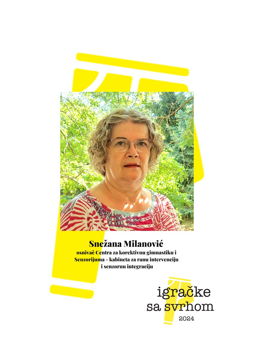 Predstavljamo Tim počasnih selektora #IgračkeSaSvrhom2024

Snežana Milanović
osnivač Centra za korektivnu gimnastiku i Senzorijuma - kabineta za ranu intervenciju i senzornu integraciju