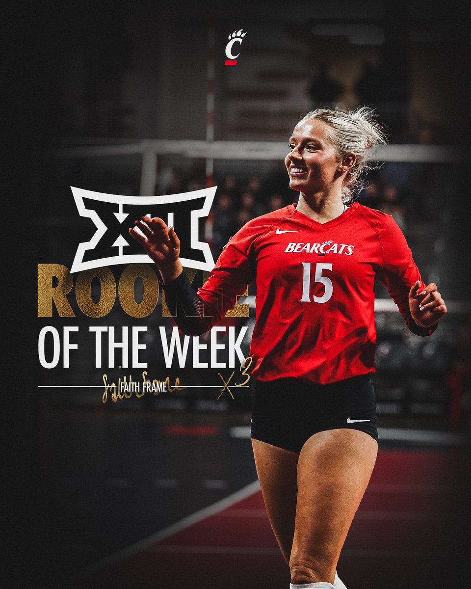 Cincinnati Volleyball (@gobearcatsvb) on Twitter photo Three-time Big 12 Rookie of the Week ๐
Frame led the league in digs per set last week with a mark of 6.29!
#Bearcats | <a href="/Faith_Frame/">faith frame</a> Three-time Big 12 Rookie of the Week ๐
Frame led the league in digs per set last week with a mark of 6.29!
#Bearcats | <a href="/Faith_Frame/">faith frame</a>