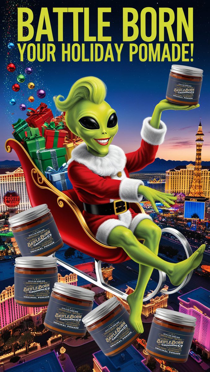 🚀🎅👽 This festive season, let your style take flight with Battle Born Grooming Co's Original Pomade! Our uniquely formulated pomade is here to make your holiday season truly unforgettable.

#pomades #hairpomade #battlebornpomade #battleborngrooming