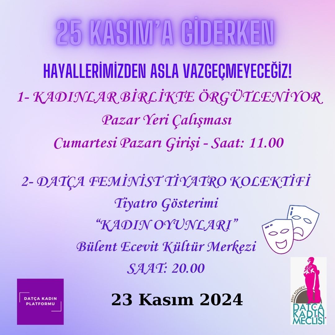 25 Kasım'a giderken gücümüzü dayanışmamızdan alıyoruz, şiddete hayır diyoruz. Etkinliklerimizde ve meydanlarda buluşalım! Yaşasın kadın dayanışması! #25KasımaGiderken
