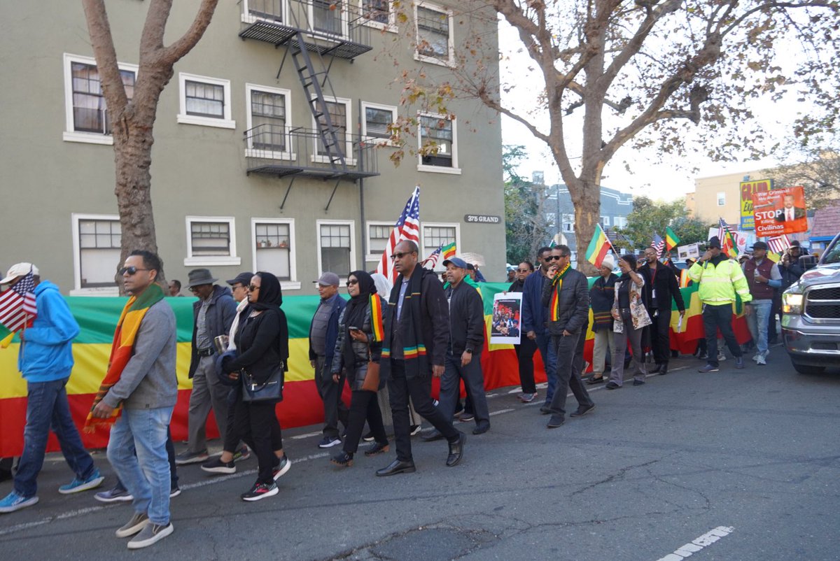 On Sat., Nov 16th,AABA organized a successful protest at the Lakeside Park in Oakland,CA.We marched around Lake Merritt, &amp; demanded an end to the Amhara civilians indiscriminate drone strikes,war crimes, &amp; relentless genocide committed by AbiyAhmed’s genocidal regime in Ethiopia