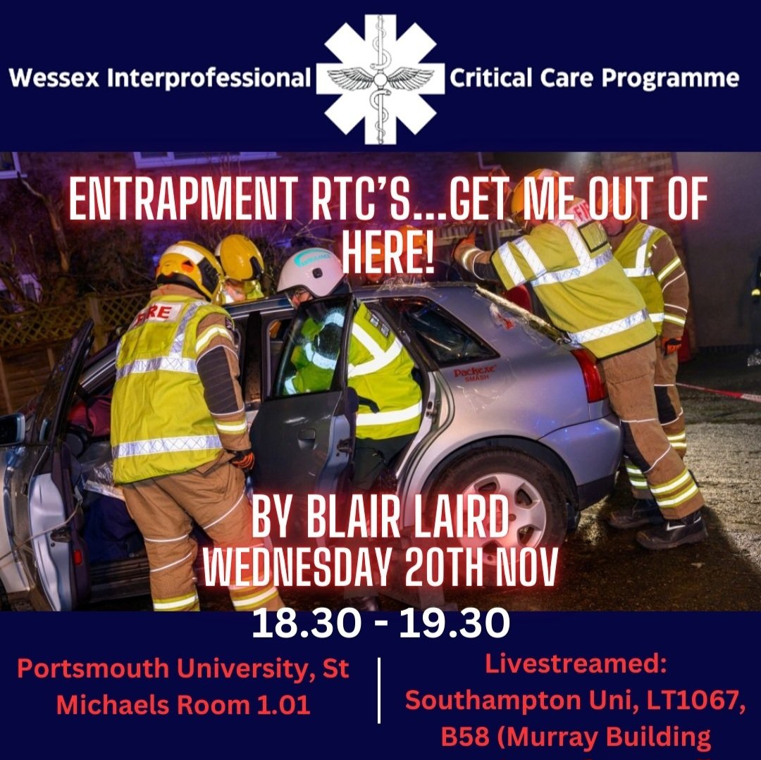 Don't forget to come along tomorrow! In Portsmouth or Southampton at 18:30 for a fantastic lecture from ECS tactical commander, Blair Laird!
Free to attend, CPD certs provided ✅️
We look forward to seeing you there! Please register interest using the link in our bio 🩺🚑