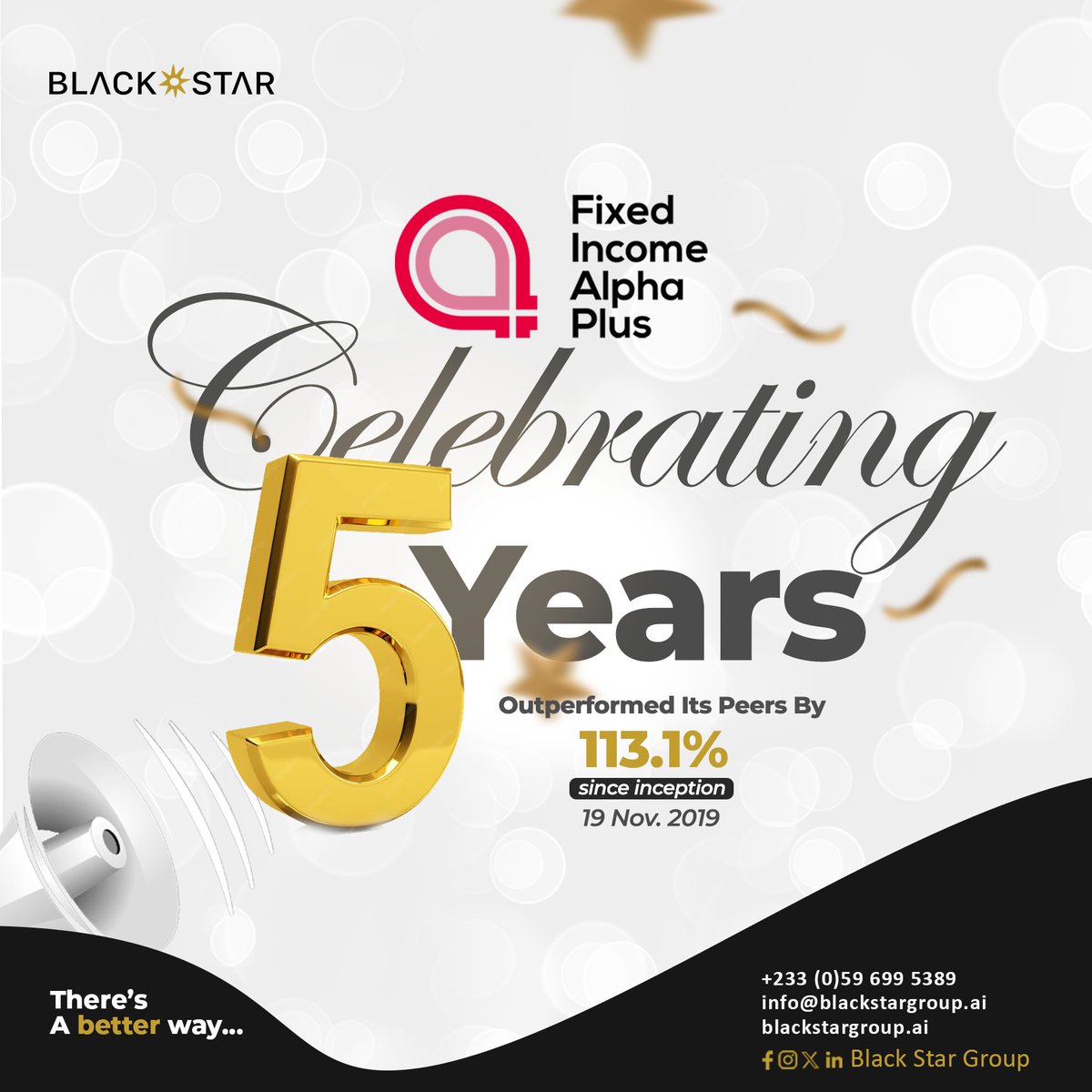 _blackstargh's tweet photo. HUGE MILESTONE !🎉
Today we celebrate you for going on this journey with us. Cheers to many more years of capital preservation and wealth creation 🥂 !
Find out more on FIAP here: https://t.co/dBXGhecqat
#ThereIsABetterWay #FIAP #BSG #BSA #WealthCreation #Alpha https://t.co/ldWUqhVVOj
