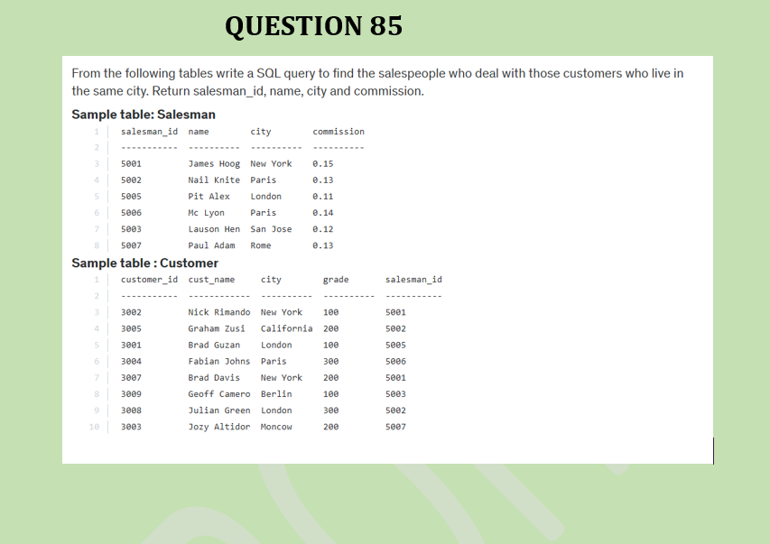 RebeccaOluwato3's tweet image. #MASTERSQL #Day85 #Question85 #LearnwithRebecca #100daysofSQLexercises