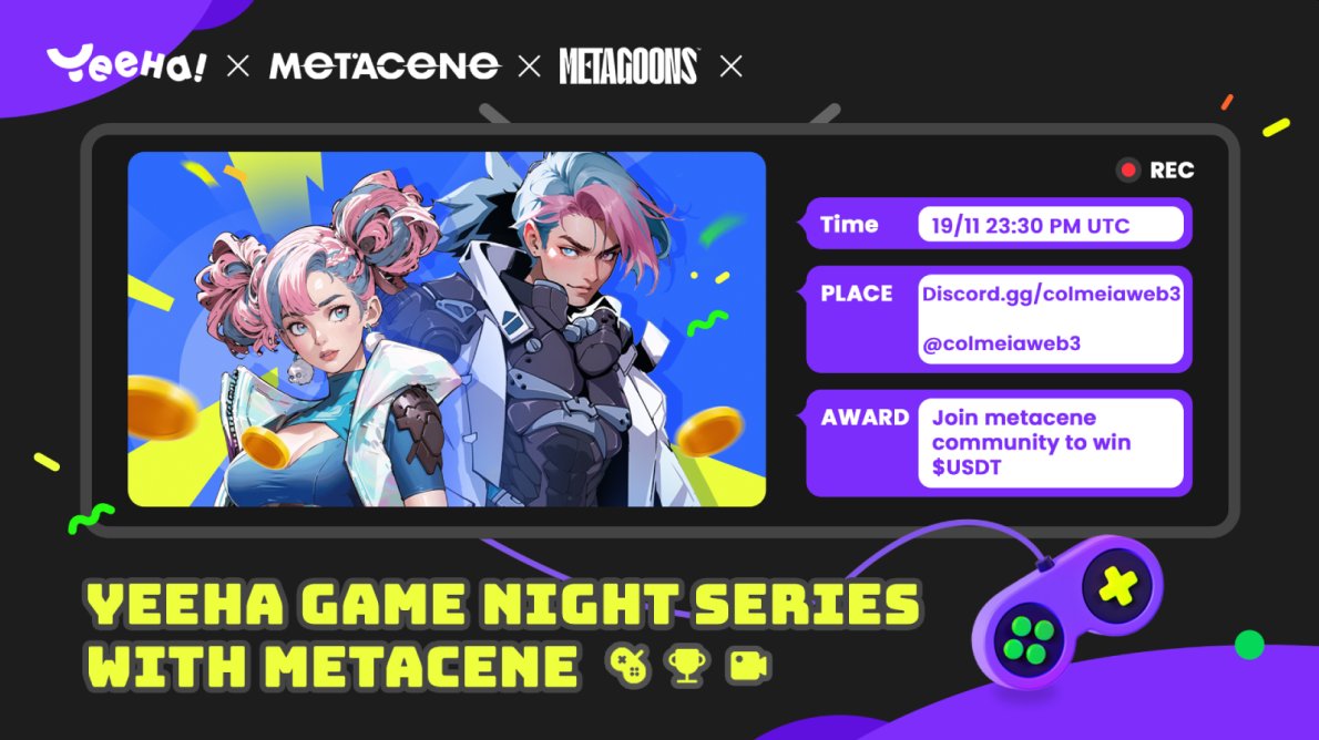 Colmeia Web3 (@colmeiaweb3) on Twitter photo 🚨 100$ EM SORTEIOS HOJE NA GAME NIGHT DA COMEIA X <a href="/MetaCeneGame/">MetaCene Universe | LLM GameFi</a> 🚨
🔥 Participe, jogue e concorra a 100$ em prêmios!
🗓️ Quando: Hoje mesmo !
⏰ Horário: 20:30
📍 Onde: discord.gg/colmeiaweb3
⚔️ Não importa se você é bom ou ruim, o importante é estar presente !
<a href="/YeehaGames/">Yeeha Games</a> 🚨 100$ EM SORTEIOS HOJE NA GAME NIGHT DA COMEIA X <a href="/MetaCeneGame/">MetaCene Universe | LLM GameFi</a> 🚨
🔥 Participe, jogue e concorra a 100$ em prêmios!
🗓️ Quando: Hoje mesmo !
⏰ Horário: 20:30
📍 Onde: discord.gg/colmeiaweb3
⚔️ Não importa se você é bom ou ruim, o importante é estar presente !
<a href="/YeehaGames/">Yeeha Games</a>