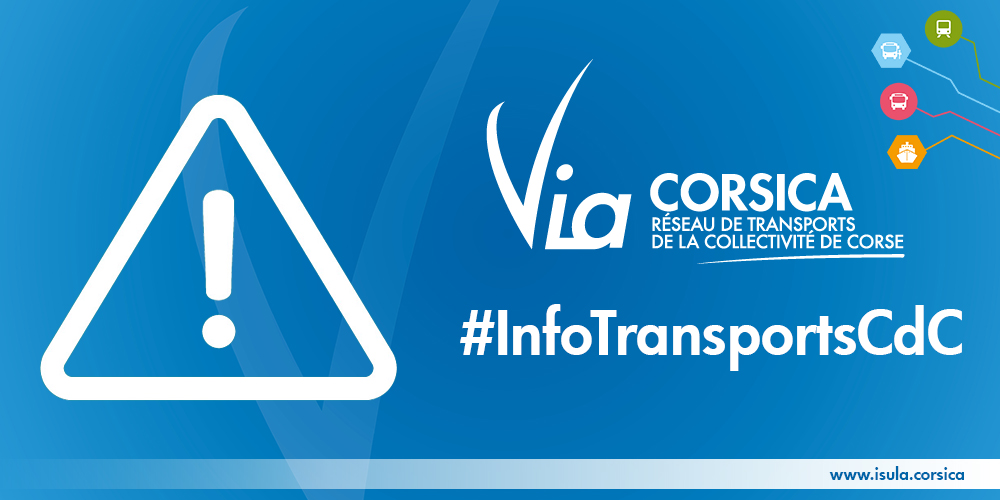 #InfoTransportsCdC | Via Scola et Via Strada
⚠️ Attenti ! En raison des vents violents annoncés, les services de transports scolaires et de transports interurbains opérés par <a href="/IsulaCorsica/">Cullettività di Corsica - Collectivité de Corse</a> ne seront pas assurés ce mercredi 20/11. <a href="/IsulaCorsica/">Cullettività di Corsica - Collectivité de Corse</a> vi ringrazia pà a voscia pacenzia.