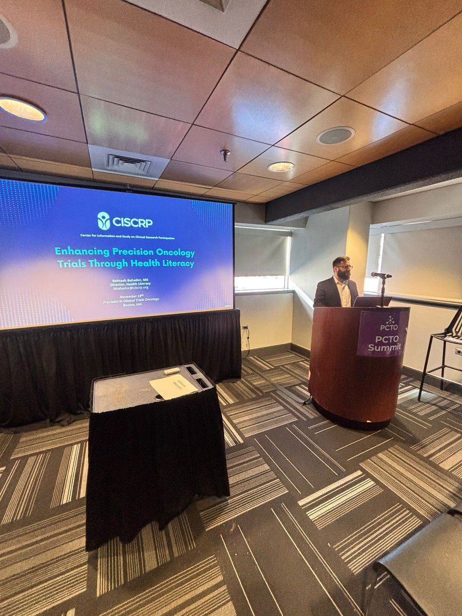 We're excited to have Behtash Bahador, Director of Health Literacy at CISCRP, take the stage at the #PCTOSummit to present on "Enhancing Precision Oncology Trials Through Health Literacy". 🌟

📅 Date: November 19, 2024
📍 Location: Revere Hotel Boston Common, Boston