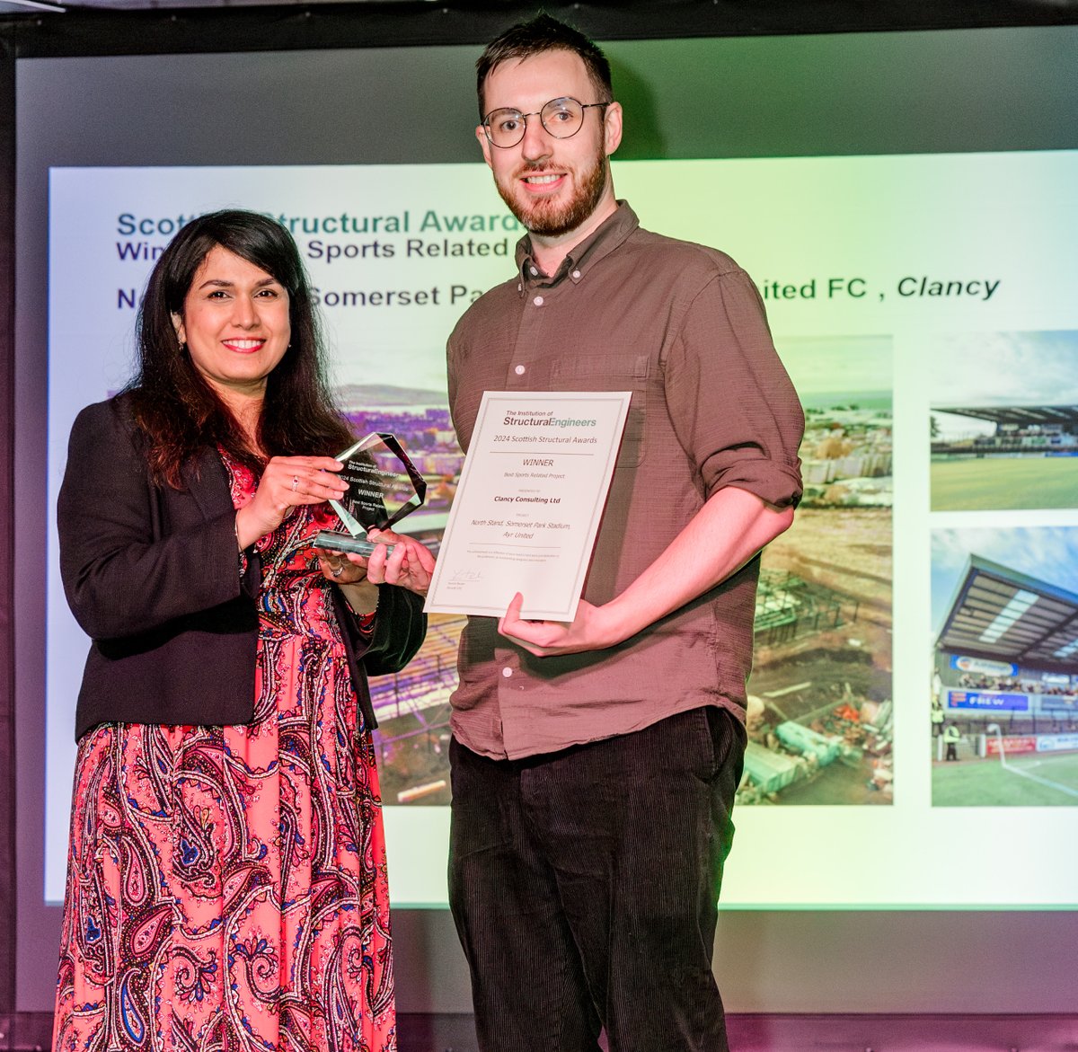 ClancyConsult's tweet photo. Best Sports Related Project 2024 winner! 🏆🎉

We're absolutely delighted to share our North Stand project at Somerset Park Stadium has won the @IStructE Scottish Structural Award.

Read more about the project >> https://t.co/4VQ0c6JzBE

#becollaborative #engineeringexcellence https://t.co/joRx2EWw6P