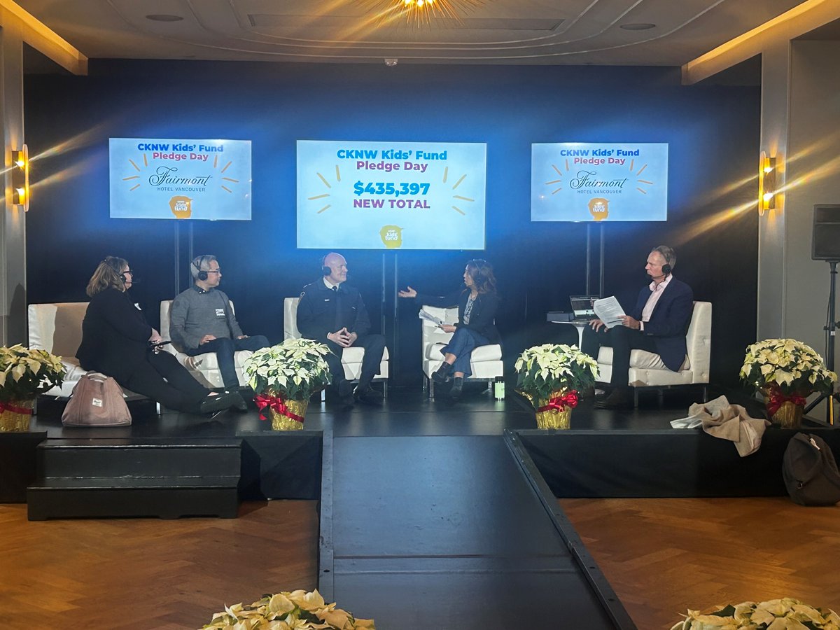 CKNW's tweet photo. Today is the @cknwkidsfund #pledgeday on air and at the Fairmont Hotel Vancouver broadcasting live until 6pm tonight! Special guest hosts @chrisgailus and @sophielui from @GlobalBC are on air now. Make your donation by phoning 604-222-9898 or online here: https://t.co/oM2Onm3bgd https://t.co/HB2KERwWdG