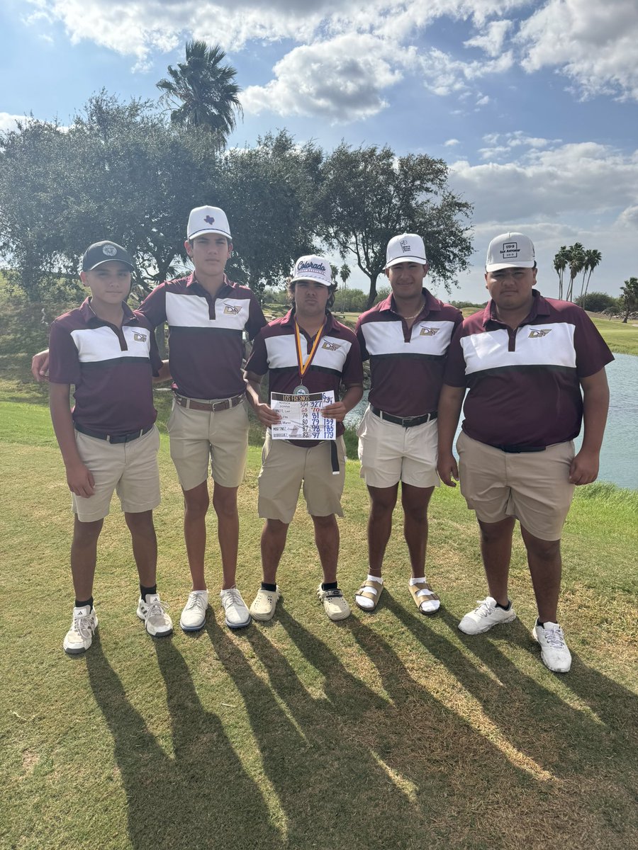 LFHSGOLF1's tweet photo. The Los Fresnos Varsity Golf had an excellent showing at the Donna Invitational. The girls team won first place, led by medalist Isabella Ramirez. The boys team placed sixth, and Levi Bennett shot a school record for one round (68, -4) and overall (-6). Congratulations Falcons! https://t.co/Jz1YCrJSDR