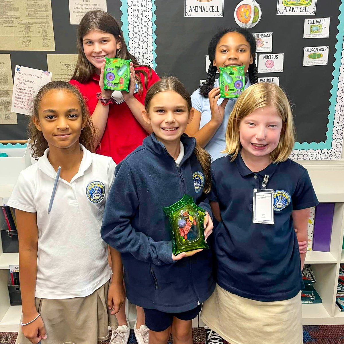 ChampionPrep's tweet image. Ms. Alvarez’s students have been diving into the world of plant and animal cells! 🌱🧬
They teamed up to build cell models and even got to create edible versions with Jello and candy! Learning about cells has never been so fun — or tasty.
#scienceclass #cells #cellmodel
