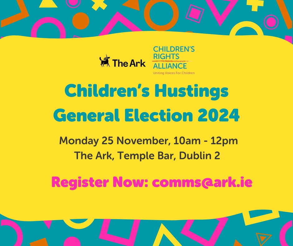 🗳️ You’re Invited: Children’s Hustings, General Election 2024 🗳️
🗓️ Date: Mon, 25 Nov | 🕙 Time: 10am-12pm
📍 Location: The Ark, Dublin 2
Join us and <a href="/ChildRightsIRL/">Children's Rights Alliance</a> for a special hustings hosted by <a href="/BryanNewsatOne/">Bryan Dobson</a>