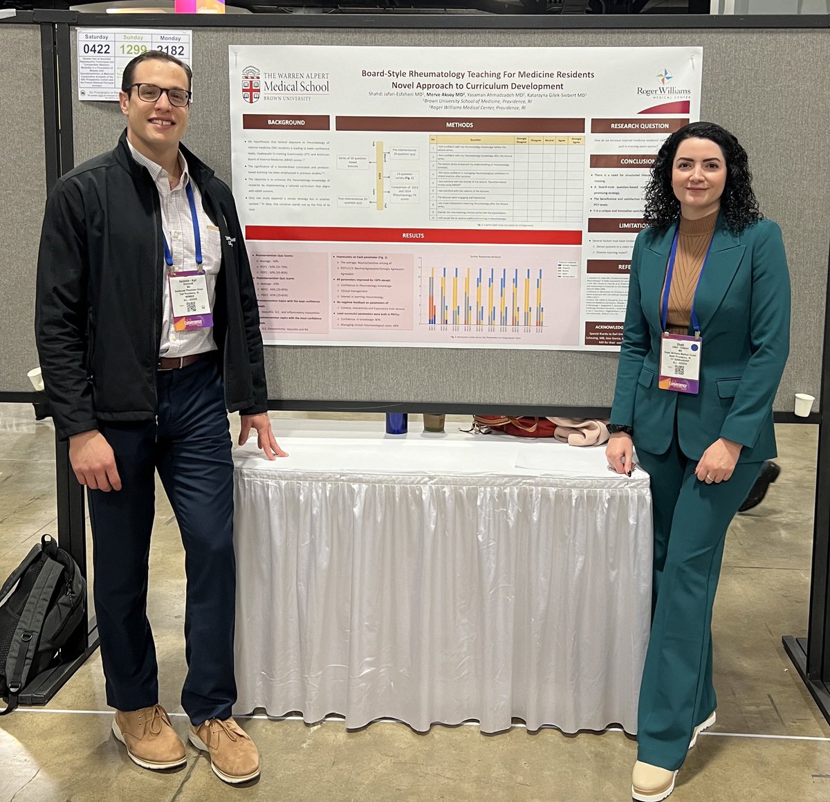 Superstar second year fellow, Dr. Shadi Jafari-Esfahani, presented on ‘Board Style Rheumatology Teaching for Medicine Residents: Novel Approach to Curriculum Development’👏🥇🏆
With recent graduate, now attending Rheumatologist, Dr. Greenblatt! 👏
<a href="/ACRheum/">American College of Rheumatology</a> #ACR2024 #acr24