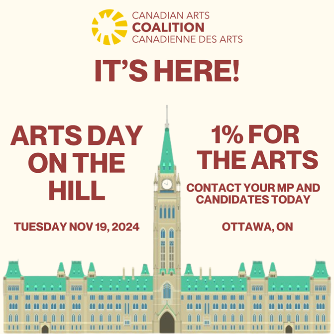Today, TAPA E.D. Jacoba Knaapen is in Ottawa with the Canadian Arts Coalition to advocate for allocating 1% of overall spending towards arts, culture, and heritage. Share, tag &amp; write your MP to help! #ArtsDayOnTheHill2024 #CAC2024 #CanadianArtsCoalition #OnePercentForTheArts