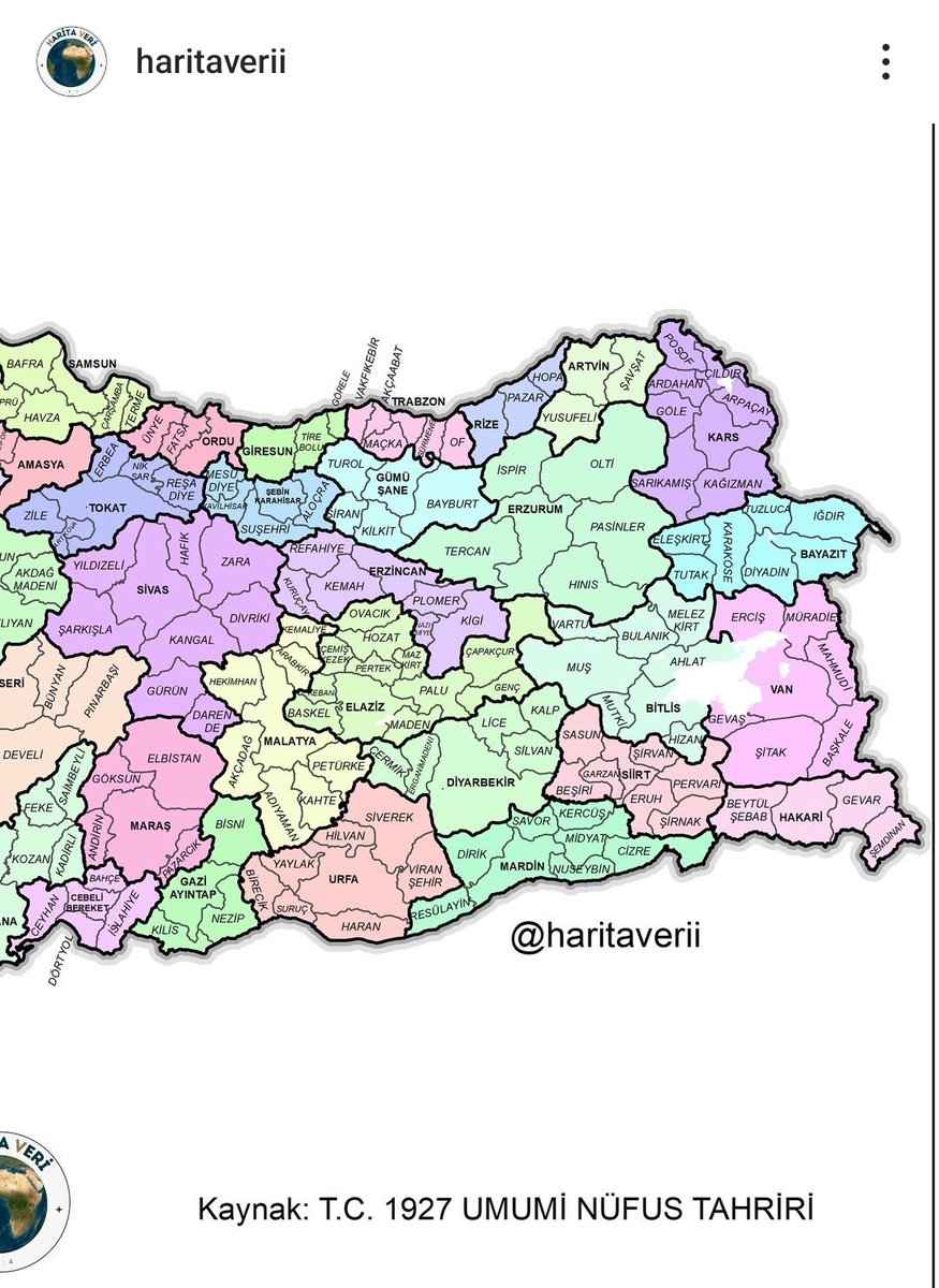 1927'de İstanbul'un yalnızca 6 ilçesi var. Bütün Avrupa yakası Çatalca neredeyse. Uşak Kütahya'nın ilçesiymiş. Iğdır da Bayazıt iline bağlı