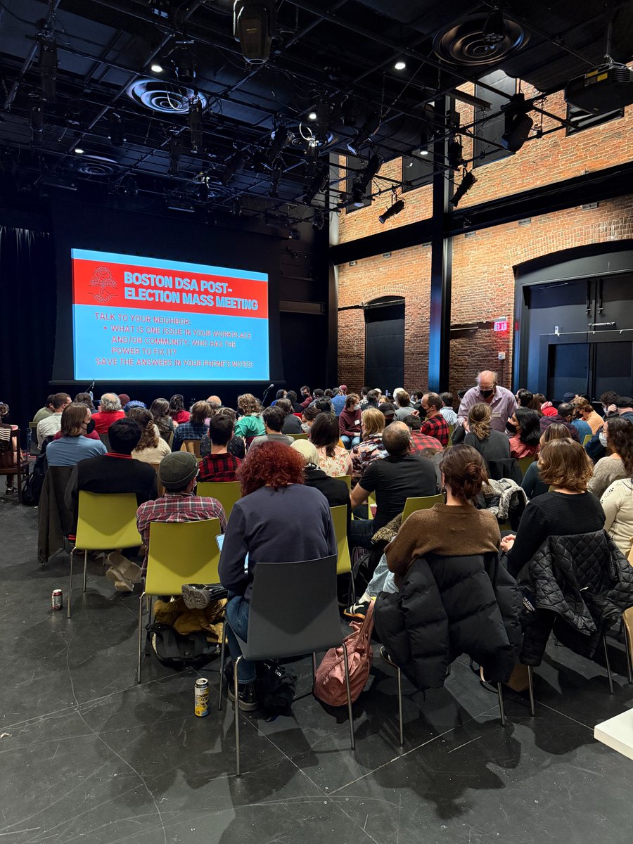 Boston_DSA's tweet photo. Thank you to the 200+ people who attended our Post-Election Mass Meeting in-person and on Zoom! There has never been a better time to join the largest socialist organization in Boston to fight for affordable housing, healthcare, and a free Palestine! Join: https://t.co/EEoF0puWvv https://t.co/tQMkKAiI1V