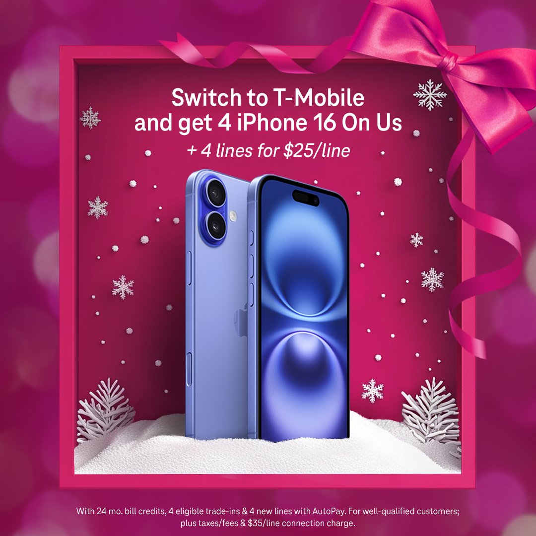 cornbread211's tweet photo. 'tis the season to save at @tmobile 🎄 https://t.co/pEuwLWCfNA

#TeamMagenta https://t.co/0XUurmoY51