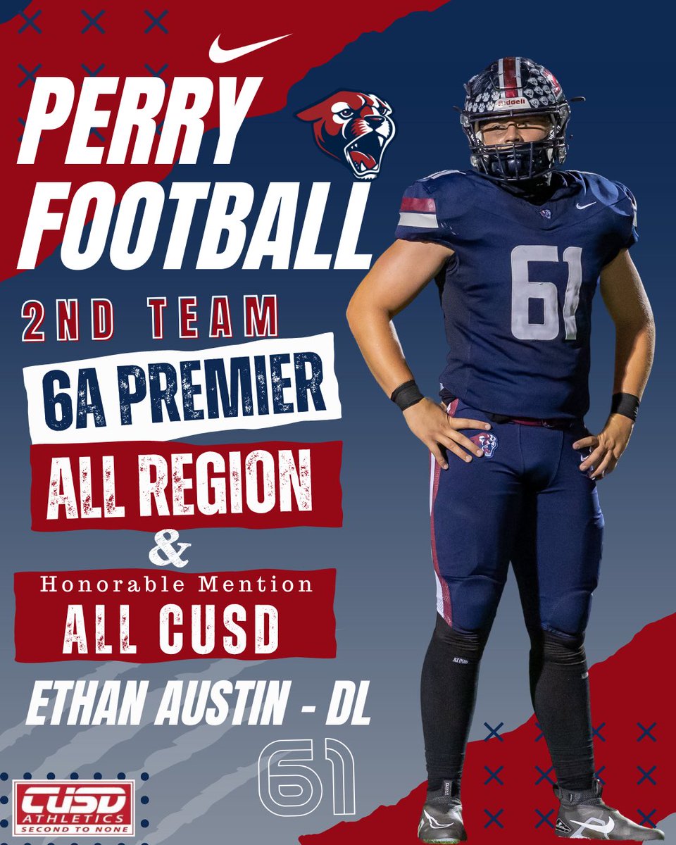 Perry High Football (@perrypumas) on Twitter photo Congratulations <a href="/EthanTAustin/">Ethan T. Austin</a> for making 2nd TEAM 6A PREMIER ALL REGION and Honorable Mention ALL CUSD - DL!!! 🏆 Congratulations <a href="/EthanTAustin/">Ethan T. Austin</a> for making 2nd TEAM 6A PREMIER ALL REGION and Honorable Mention ALL CUSD - DL!!! 🏆
