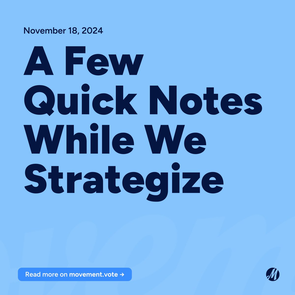 MovementVote's tweet image. While we sort through the electoral wreckage and strategize our comeback, here are a few quick thoughts from Billy Wimsatt, MVP Founder & Executive Director: movement.vote/blog/2024-11-1…