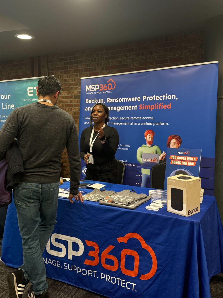 We had a great day at the Managed Services Summit in Manchester! 

A huge thank you to everyone who visited our booth—it was fantastic connecting with all of you! And congrats to the lucky winner of the Sonos Era 100! 

#MSP #MSP360 #MSSManchester #ManagedServicesSummit
