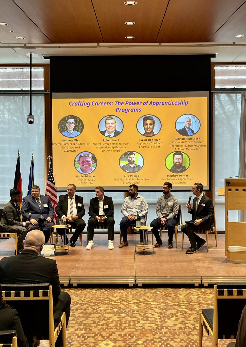 GermanAmbUSA's tweet photo. Our Skills Initiative 2025 entails a series of joint workshops and seminar on the German apprenticeship system, organized together with the German American Chambers of Commerce. 

Today, I had the pleasure of joining them for this year’s German American Apprenticeship Award. /2 https://t.co/V2kjcC3i8V