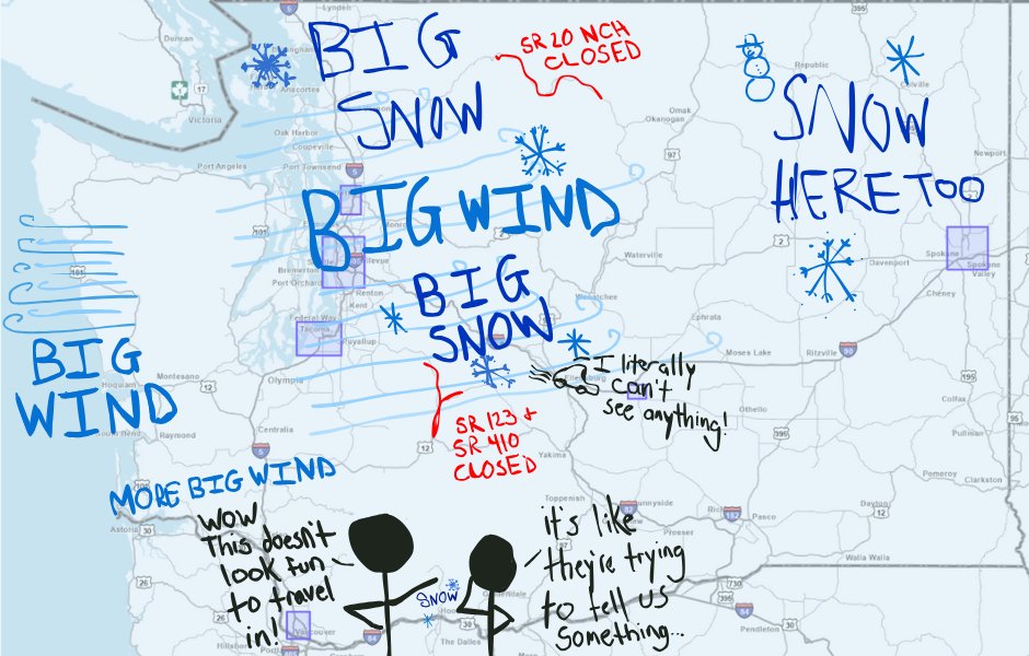 If you're looking for an excuse to delay your travel today. THIS IS YOUR SIGN. In flashing neon letters!

It will only be a winter wonderland in the sense that you'll be wondering where the heck you are on any given patch of land.