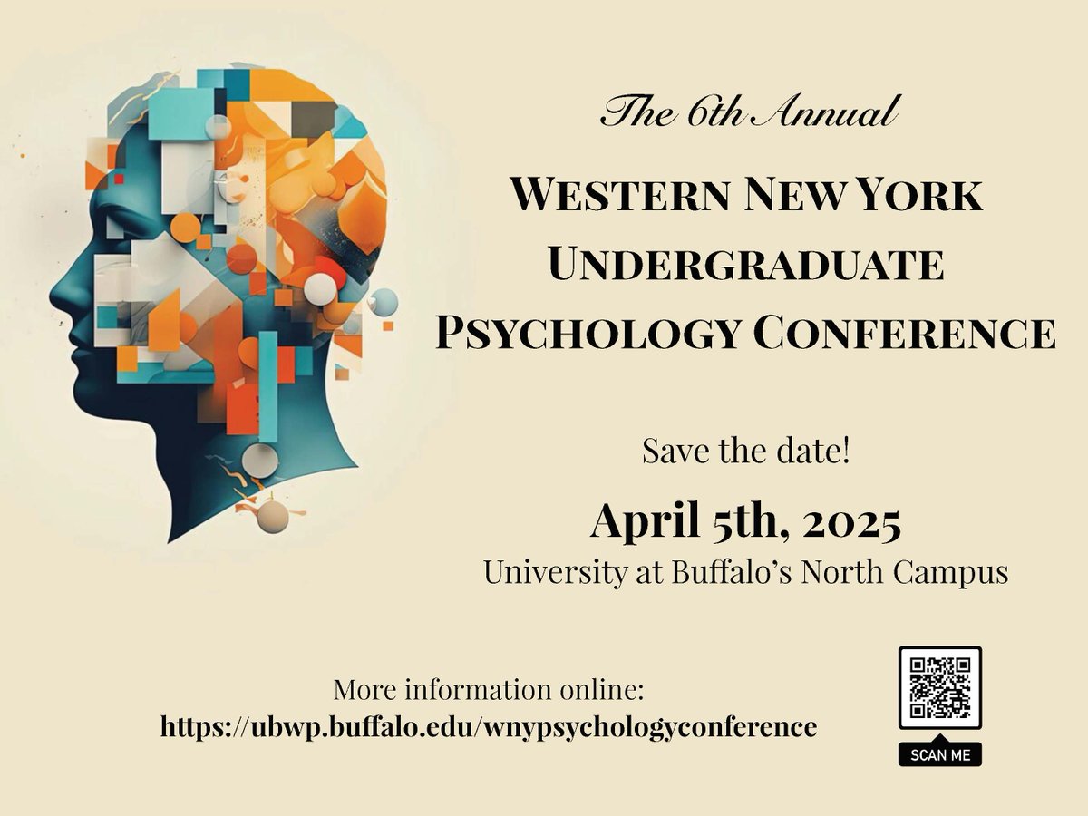 Save the date! The 6th annual Western New York Undergraduate Psychology Conference will be held at the University at Buffalo's North Campus on Saturday, April 5th, 2025.