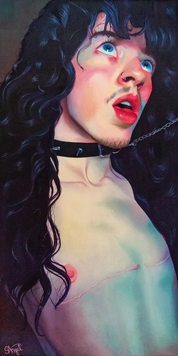 Congratulations to Simon Angel, who has been curated by <a href="/KCArtInstitute/">KCAI</a> as HUG’s latest Visionary Artist 💖

Simon Angel is a queer, multi-media artist in the KCMO area who often explores the complexities of identity through portraiture in the form of large-scale oil painting and