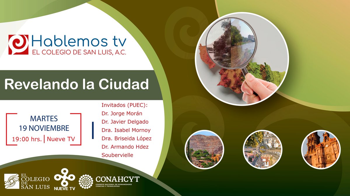 ¡HOY es día de #HablemosTV con @elcolsan !
Te esperamos a las 7p.m. para conocer cómo SLP se ha ido construyendo a lo largo del tiempo.