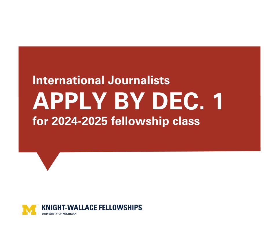 🌍 International applications for our Knight-Wallace Fellowships for the '25-'26 academic year are  CLOSING SOON! 📣

Apply now and take the next step in your journalism journey! 🚀✍️
#KnightWallaceFellowships #WallaceHouse