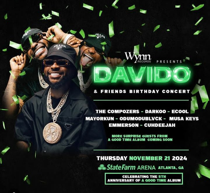 atimpdarie's tweet photo. CELEBRATE DAVIDO 32ND BIRTHDAY AT STATE FARM ARENA!🔥🎆

GET TICKETS

Happybirthday in advance OBO
God bless you and your household sir🙏
#davido #davido32ndbirthday #agoodtimealbum #chefchi #statefarmarenaatlanta #wynnrecords  #agoodtime #statefarmarenaatlantageorgia https://t.co/m2fDbIWUv9