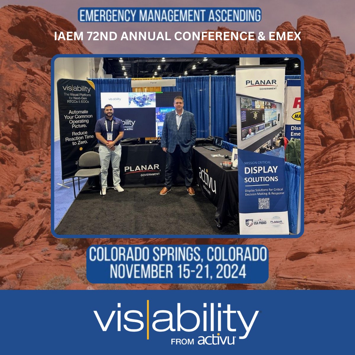 Activu's tweet image. #IAEM2024 is here! Visit us at Booth #301. Discover how vis/ability is revolutionizing #EOCs, #RealTimeCrimeCenters, and #PublicSafety with seamless, real-time info sharing.⏱️ 
Learn more: hubs.li/Q02YMtXy0