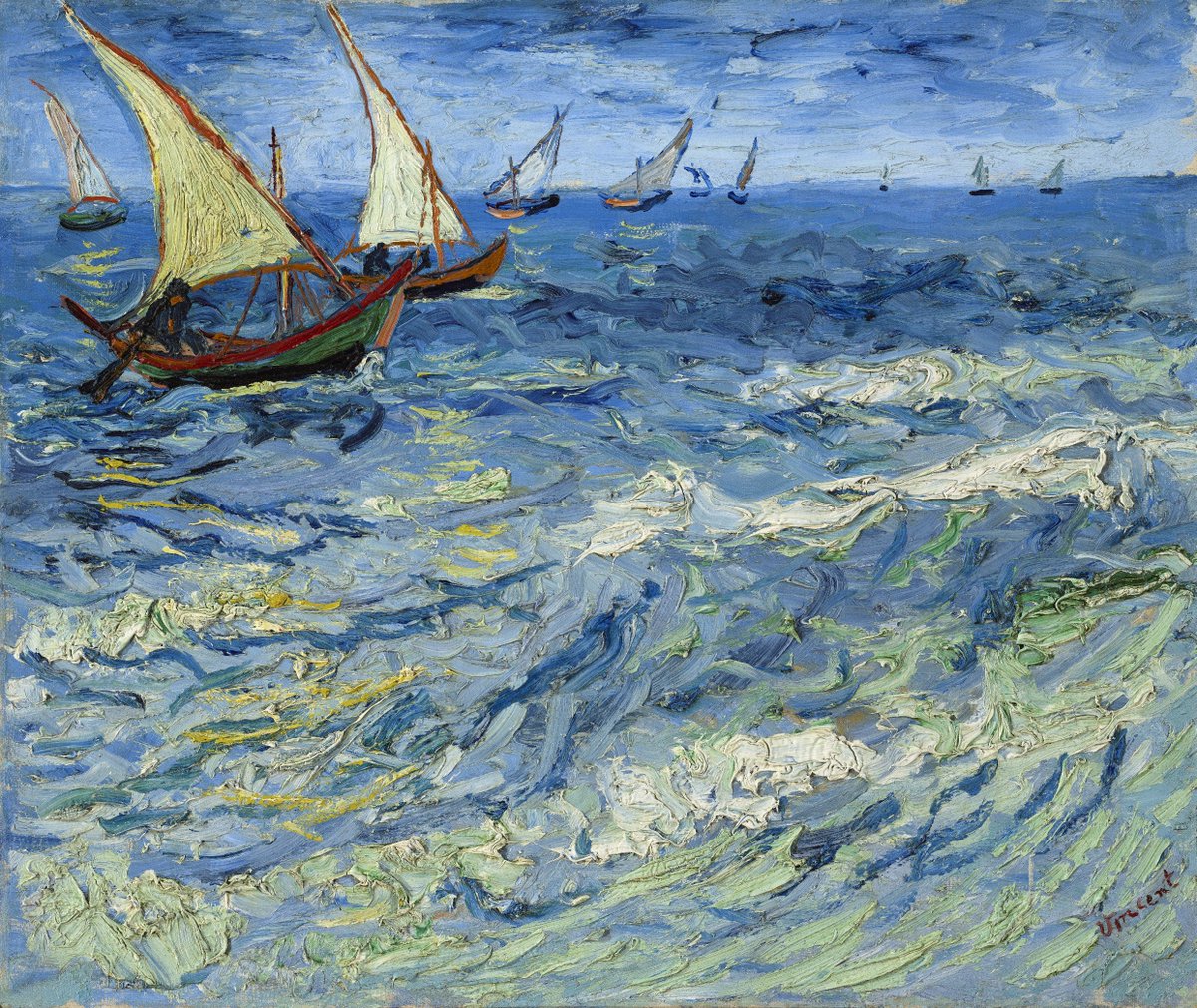 The heart of man is very much like the sea,
it has its storms, it has its tides,
and in its depths it has its pearls too.
― Vincent van Gogh
🎨 Seascape at Les Saintes-Maries-de-la-Mer, 1888
#Art #Painting #VanGogh