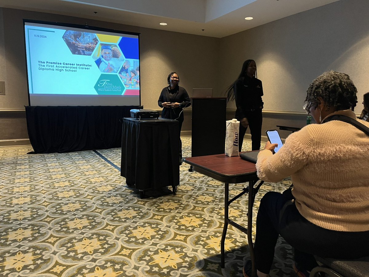 FCSWBL's tweet photo. We love to share the amazing work happening in Fulton! Kudos to @TarrieTraylor and @KimJRutherford for a great presentation on the Accelerated Career Diploma at the @GeorgiaWBL1 Conference! #gawblworks @gadoewbl https://t.co/1ft7okK5k3