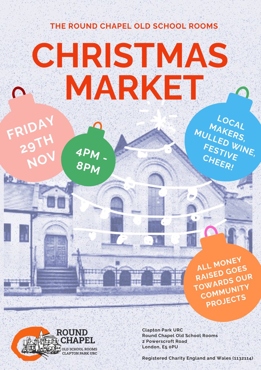 The Hackney Society will be at the Round Chapel #christmas #market on Friday 29 November. Come and see us to find out more about the Society and we’ll also have our publications for sale; excellent presents for #architecture &amp; local #history fans. #hackneysociety #hackney