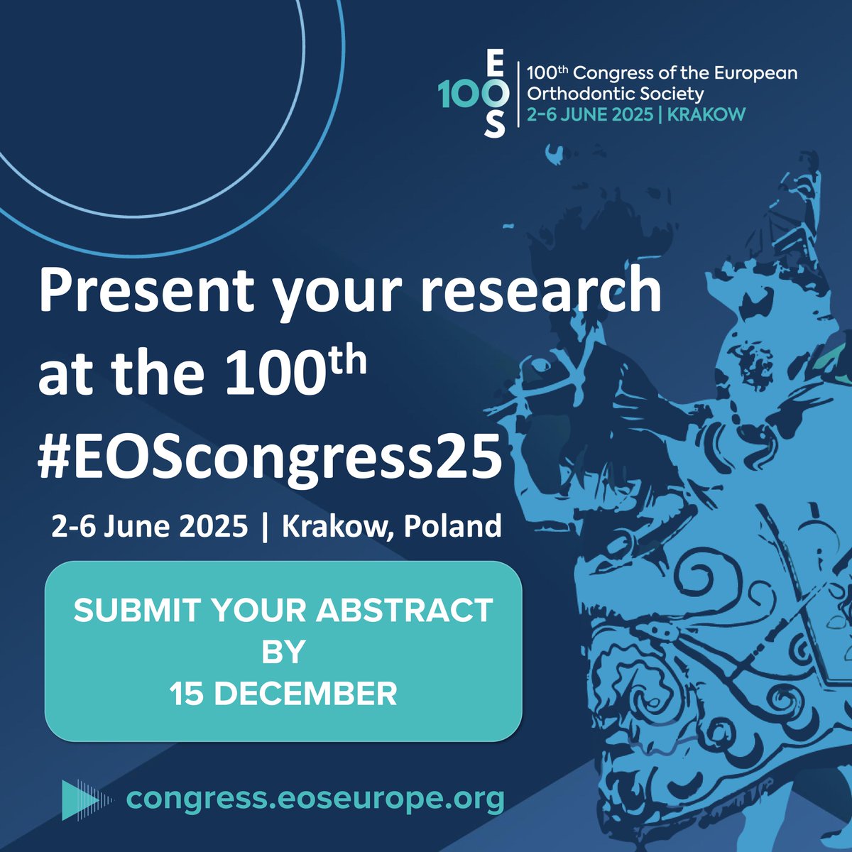 ⏰Set your alarm for  #eoscongress25 abstract submission deadline ➡️Sunday 15 December 2024

Calling all #orthodontics #orthodontists #postgraduates, don't miss this opportunity to showcase your research to a captive audience❗

Submit now
➡ ow.ly/u4Wg50TUVIW