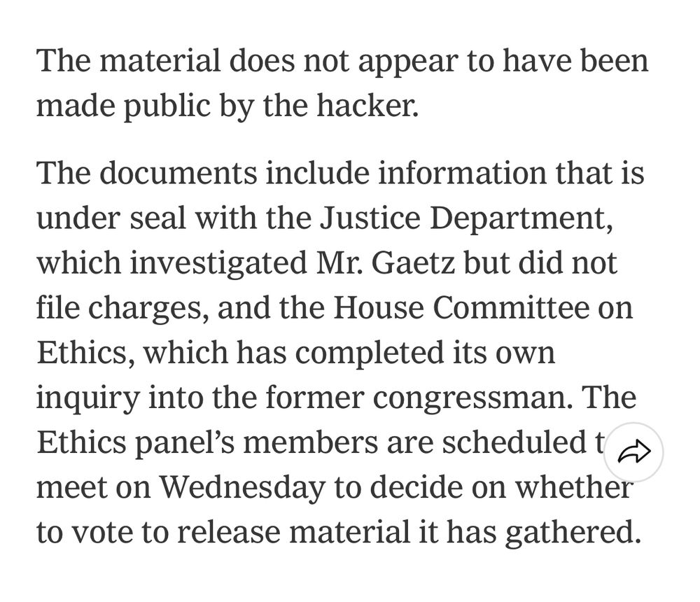 OpDeathEaters's tweet photo. An unidentified hacker accessed the computer file featuring information about the Matt Gaetz report.

Now more than ever US officials need to release the report to the public & avoid any data tampering or tainting situations. Increase the pressure on them.
#OpDeathEaters 

https://t.co/241kxTAG65