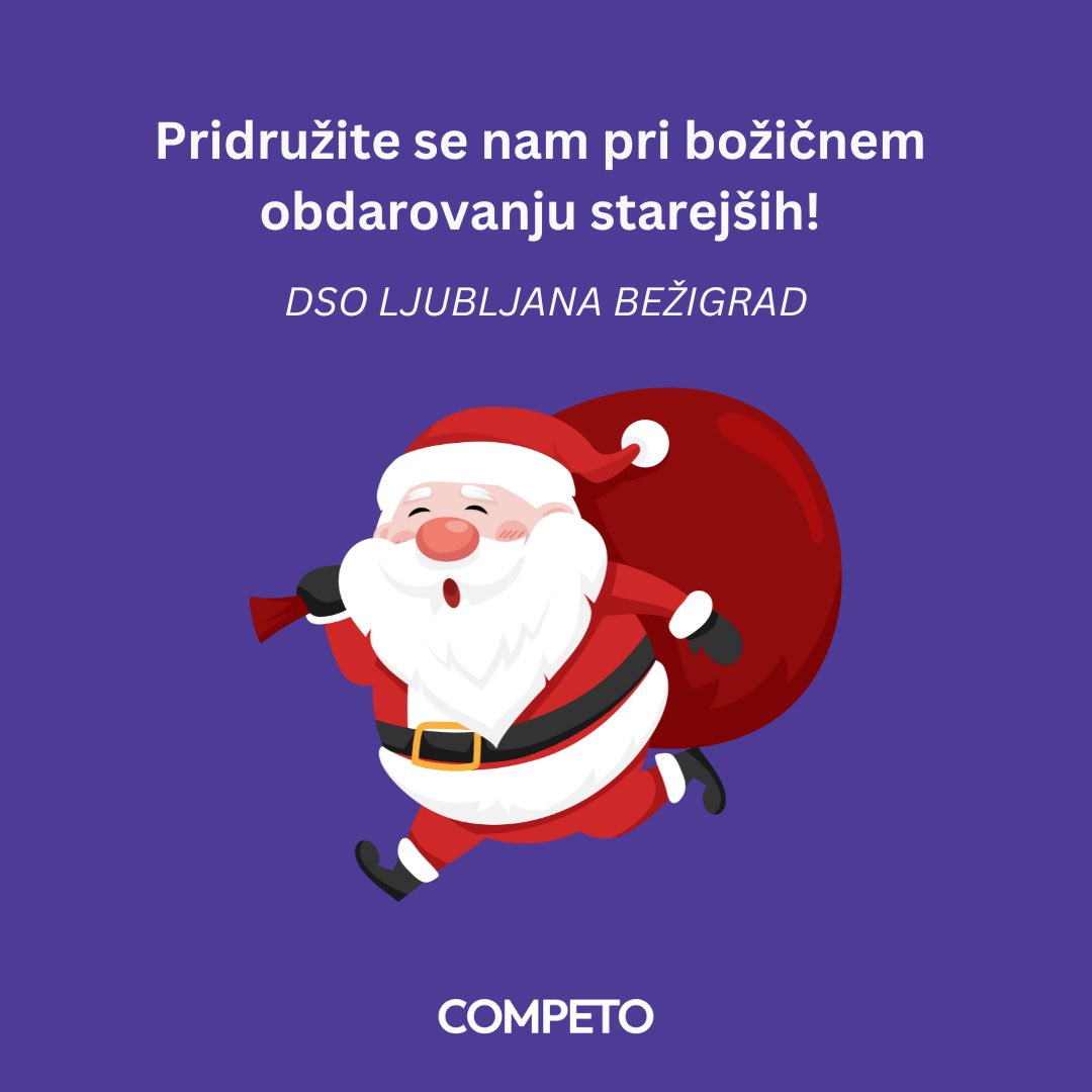 COMPETO (@competoslo) on Twitter photo Hvala vsem, ki ste nam že pisali in izrazili interes za sodelovanje❤️ Če bi tudi vi želeli nekomu polepšati praznične dni, nas kontaktirajte: office@competo.si
Stanovalci doma se razveselijo drobnih pozornosti🎁 in seveda personaliziranega toplega voščila.
#pomagamkerlahko Hvala vsem, ki ste nam že pisali in izrazili interes za sodelovanje❤️ Če bi tudi vi želeli nekomu polepšati praznične dni, nas kontaktirajte: office@competo.si
Stanovalci doma se razveselijo drobnih pozornosti🎁 in seveda personaliziranega toplega voščila.
#pomagamkerlahko