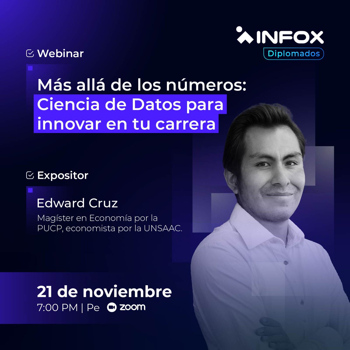 Infox_educa's tweet photo. ✨ ¡Revoluciona tu carrera con la Ciencia de Datos! 🚀

Únete a nuestro webinar gratuito:

📅 Fecha: 21 de noviembre
🕔 Hora: 19:00 hrs (Perú)
💻 Modalidad: Zoom

¡Reserva tu lugar ahora!
👉https://t.co/tJNacjCser

#CienciaDeDatos #WebinarGratis #InnovaciónProfesional #BigData https://t.co/bPxj2izd6R