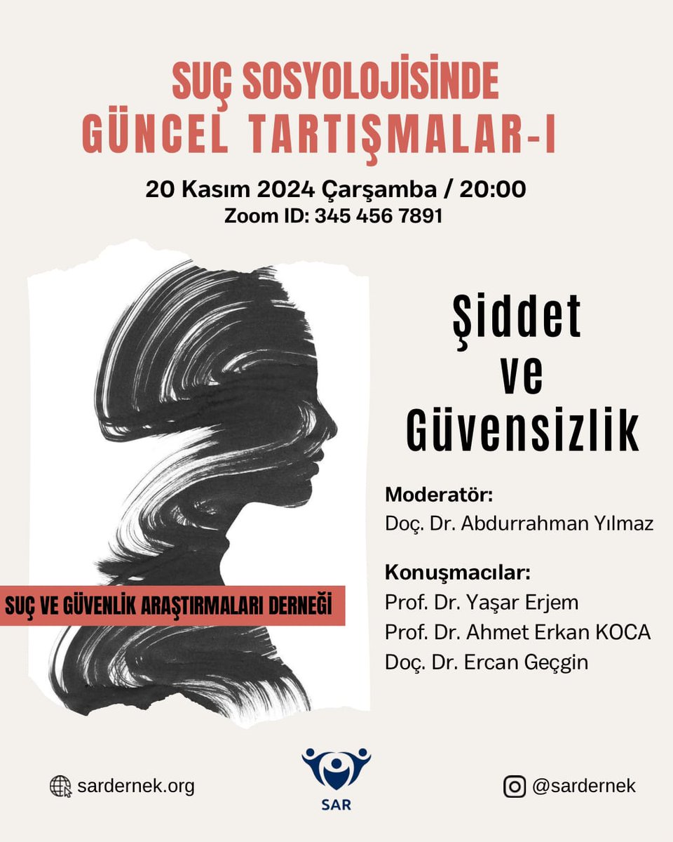 Çarşamba akşamı suç sosyolojisi kapsamında şiddet ve güvensizlik üzerine bir yuvarlak masa toplantısı gerçekleştireceğiz. Konuya ilgisi olanları bekleriz.. (kayıt alınmayacaktır)
