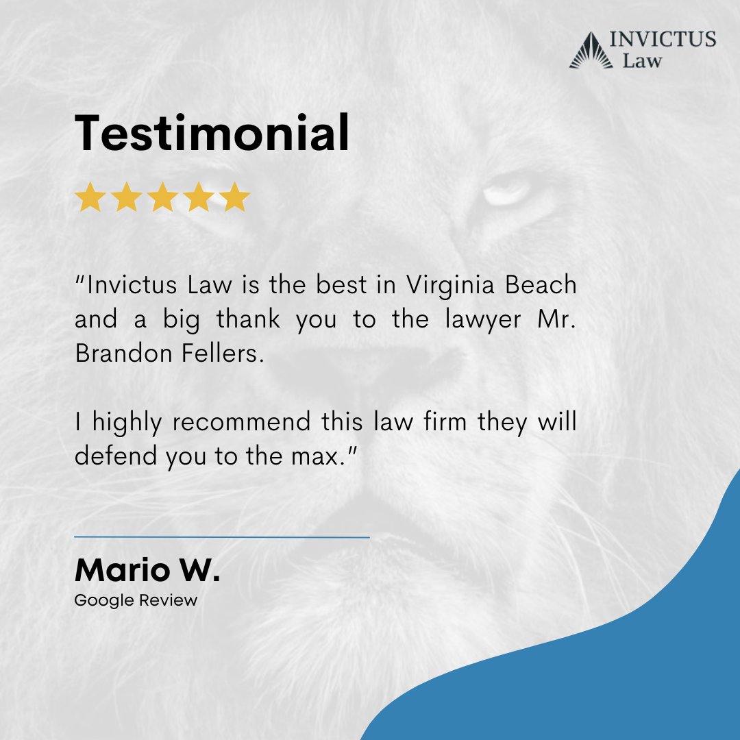 InvictusLawVA's tweet photo. No matter what your case involves, it is our strong belief that we must educate you on the law, your rights under the law, and to identify which strategy will lead to the best possible outcome for your specific matter.

https://t.co/QpkC4LzCSS https://t.co/f5noWvMUoJ